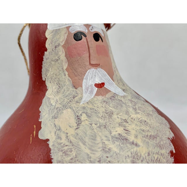1990s Hand Painted Jolly Red Santa Ornament, Signed A. Hay, 1991 For Sale - Image 5 of 9