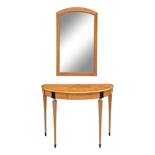 1990s American Modern Neoclassical Console Table & Mirror by Richard Newman For Sale