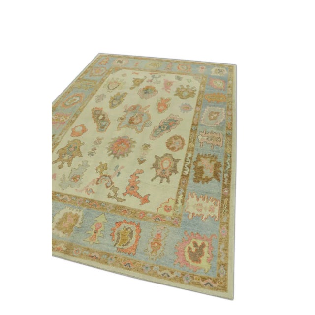 Turkish Modern Turkish Oushak Rug 6'4" x 8'11" For Sale - Image 3 of 6
