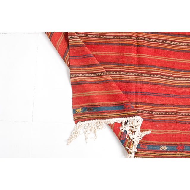 Vintage Stripe Oushak Kilim Rug For Sale - Image 6 of 10