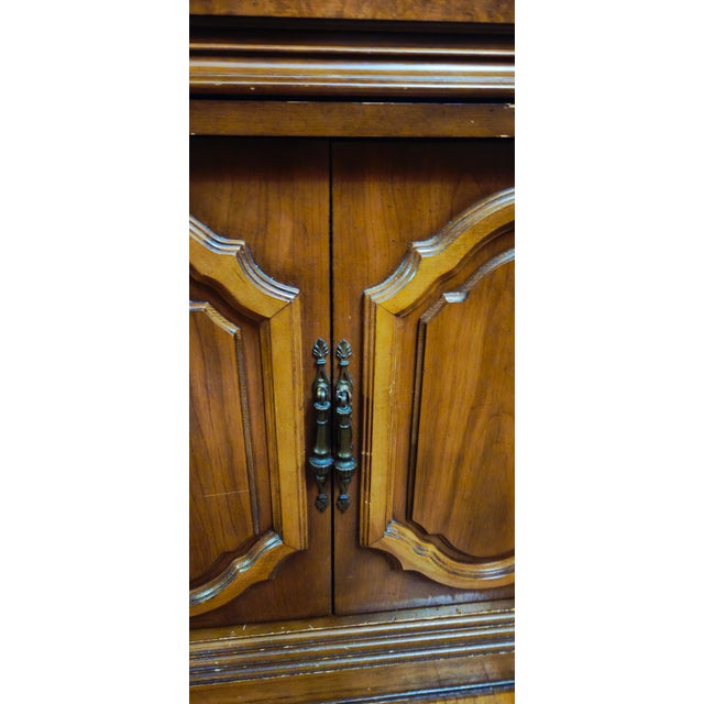 Brown 1970s Walnut Buffet Sideboard With Velvet Lined Silverware Drawer For Sale - Image 8 of 10