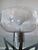 Italian table lamp in Space Age style. The lamp features a large Leucos glass diffuser resting on a cylindrical base in...