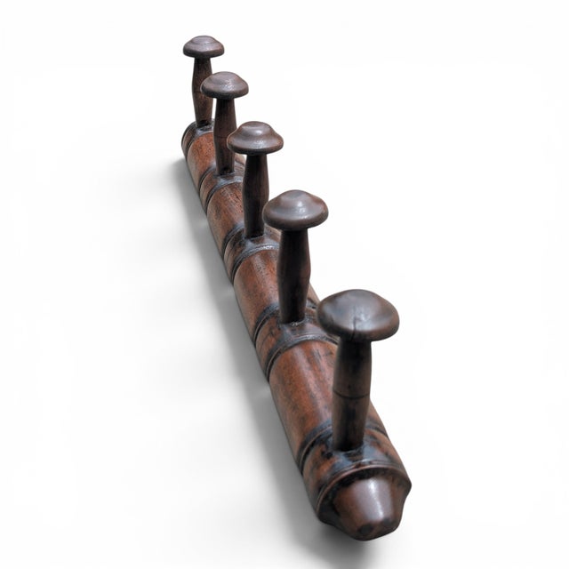 Early 20th Century Vintage French Faux Bamboo Wooden Coat Hat Rack For Sale - Image 5 of 17