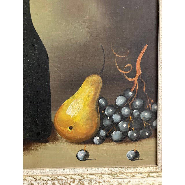 Vintage Still Life Oil Painting by Fiorini – Fruit, Wine Bottle & Grapes For Sale In Orlando - Image 6 of 8