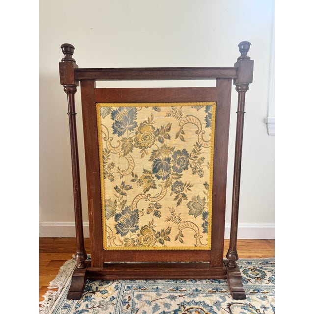 Wood Victorian Style Needlepoint Parrot With Dog Fire Screen For Sale - Image 7 of 12