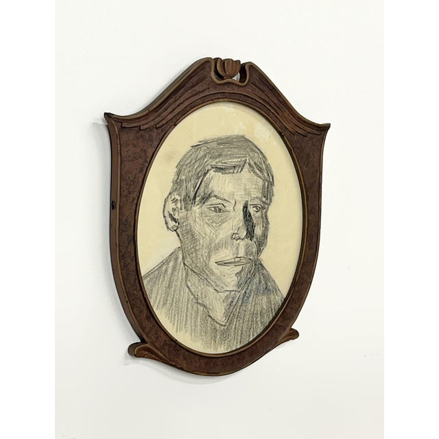 Mid Century Charcoal Portrait By Kenneth Goss c.1966. A study of a "home worker" after German artist Käthe Kollwitz...