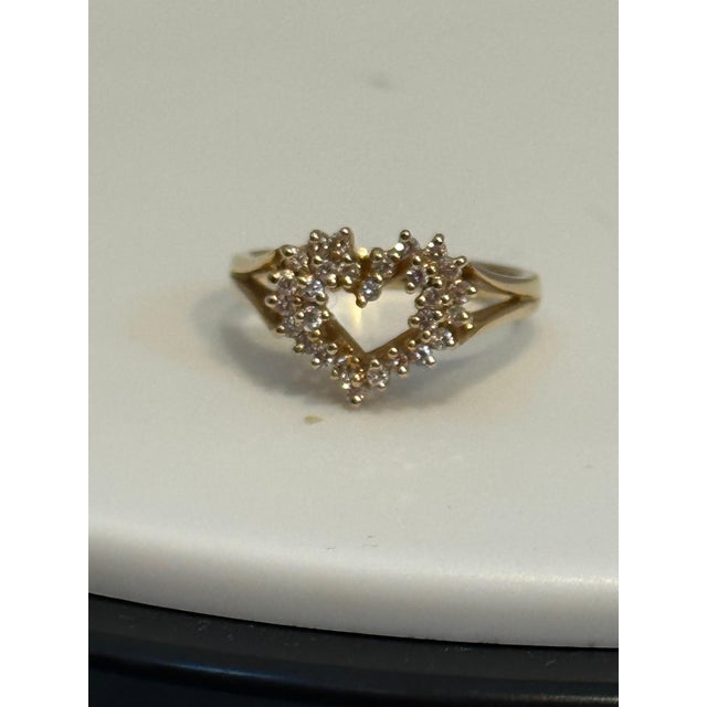 Heart Shape Gold & Diamond Cocktail 14 Karat Gold Ring For Sale - Image 13 of 18