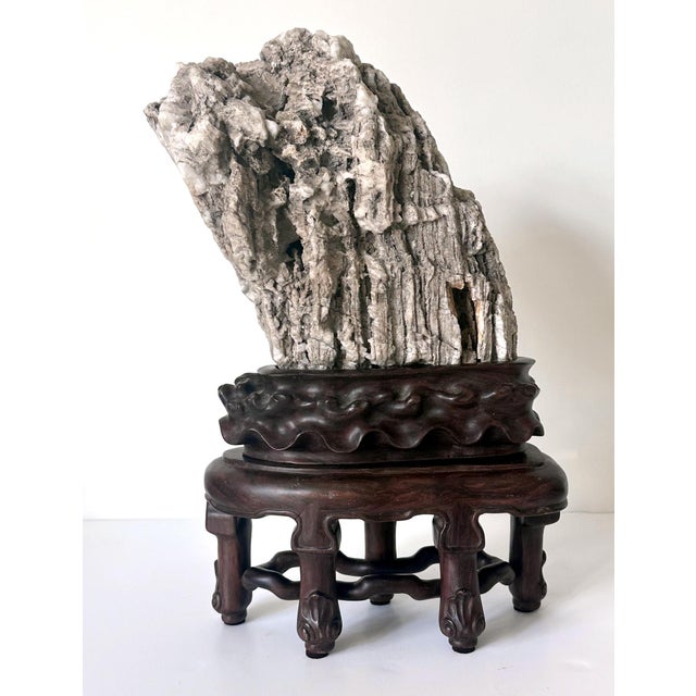 Rare Chinese Xuan Scholar Stone on Display Stand For Sale - Image 12 of 18