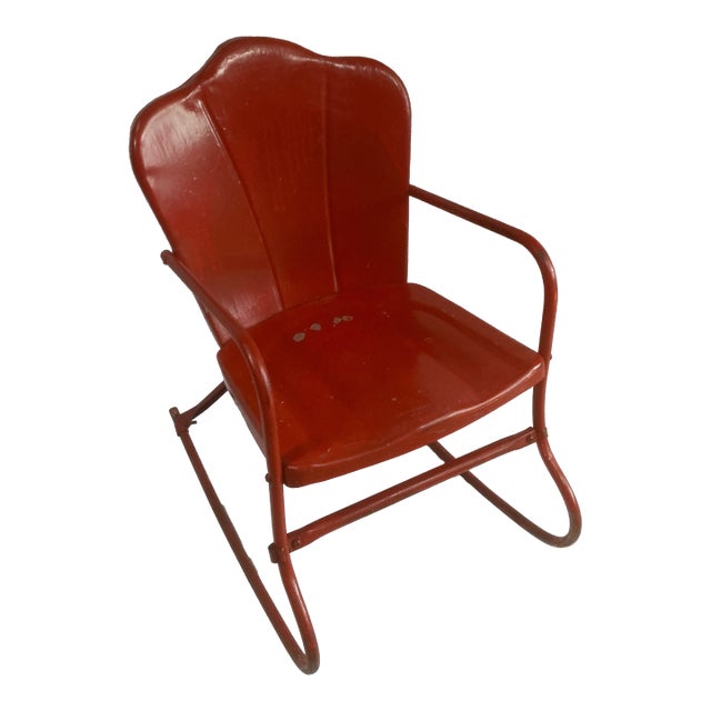 1930’s Rare Vintage John Gordon Rideout Red Clamshell Metal Child's Chair For Sale