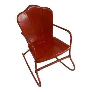 1930’s Rare Vintage John Gordon Rideout Red Clamshell Metal Child's Chair