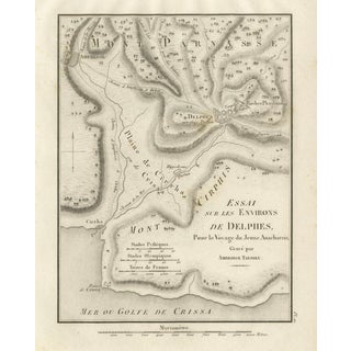 Antique Map of Delphi and Mount Parnassus from Ambroise Tardieu, 1825 For Sale