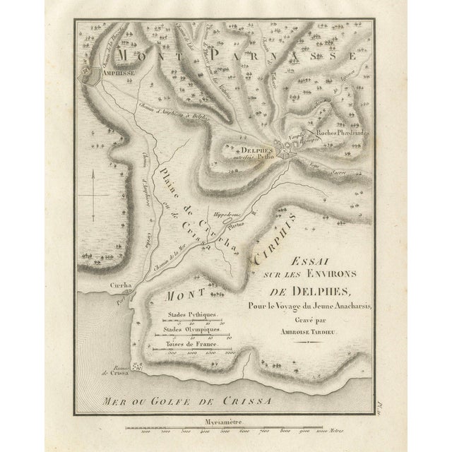 Antique Map of Delphi and Mount Parnassus from Ambroise Tardieu, 1825 For Sale