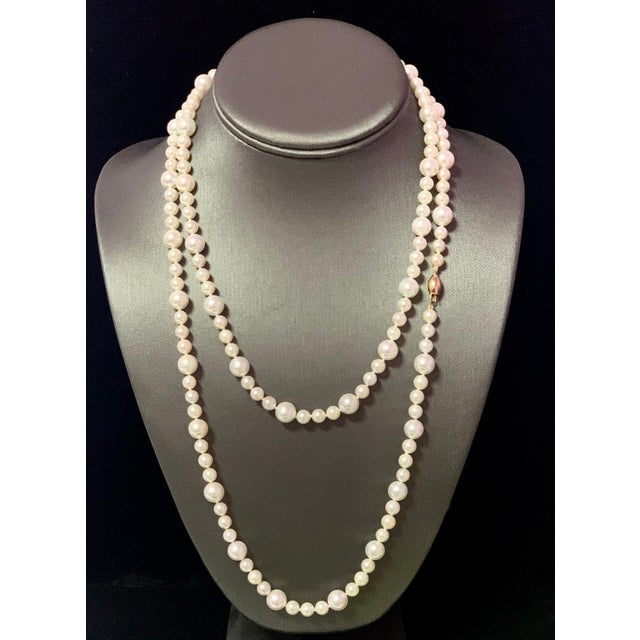Traditional Fine Quality Akoya Pearl Necklace 14k Gold 42" 8.5 mm Certified For Sale - Image 3 of 12