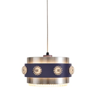 Drum Pendant Lamp with Glass Rosettes, 1960s For Sale