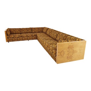 Milo Baughman for Thayer Coggin Mid Century Burlwood Sectional Sofa For Sale