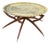 Vintage Mid Century Moroccan Embossed Brass Teak Wood Spider-Leg Coffee Table For Sale