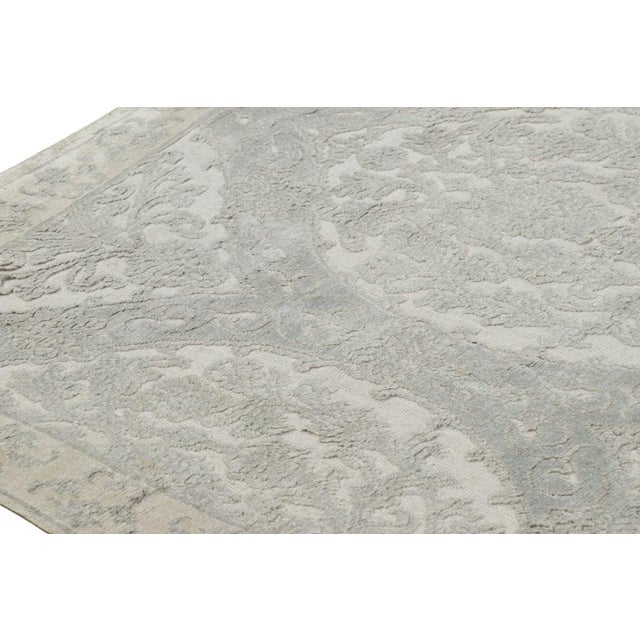 Rug & Kilim's Contemporary Rug With Silver-Gray Floral Patterns For Sale In New York - Image 6 of 7