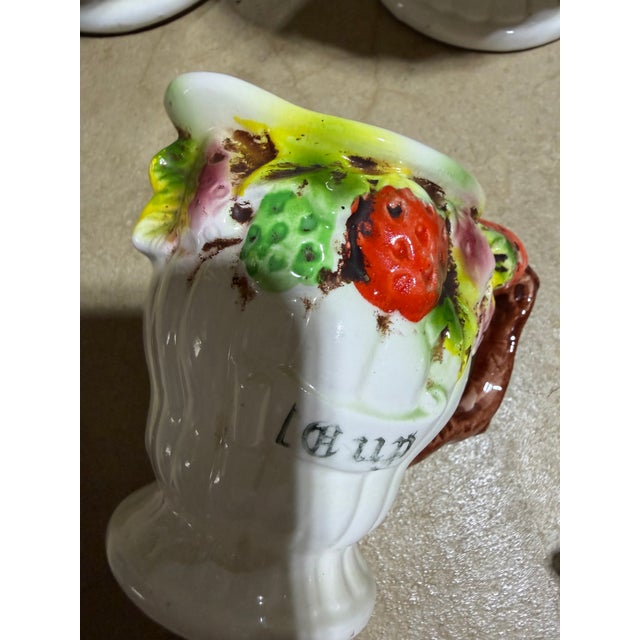 Mid-Century Modern 1970s Vintage Japanese Hand-Painted Ceramic Strawberry Canister & Measuring Set - 8 Pieces For Sale - Image 3 of 11