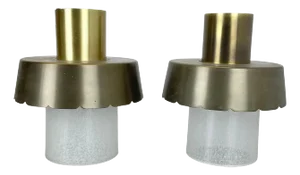 Minimalist Brass and Glass Tube Ceiling Lights, Italy 1970s, Set of 2