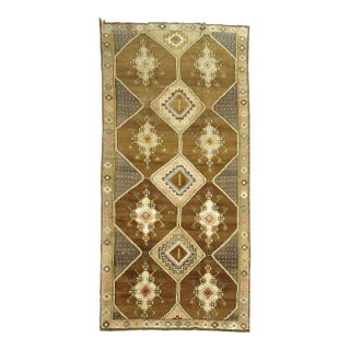 Vintage Zabihi Collection Brown Turkish Gallery Runner - 6'4" x 13'6" For Sale