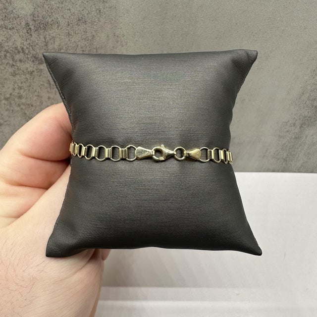 14kt Yellow Gold Circle Link Bracelet 7.5in 5.2mm 3.5g Lobster Clasp New For Sale - Image 4 of 6