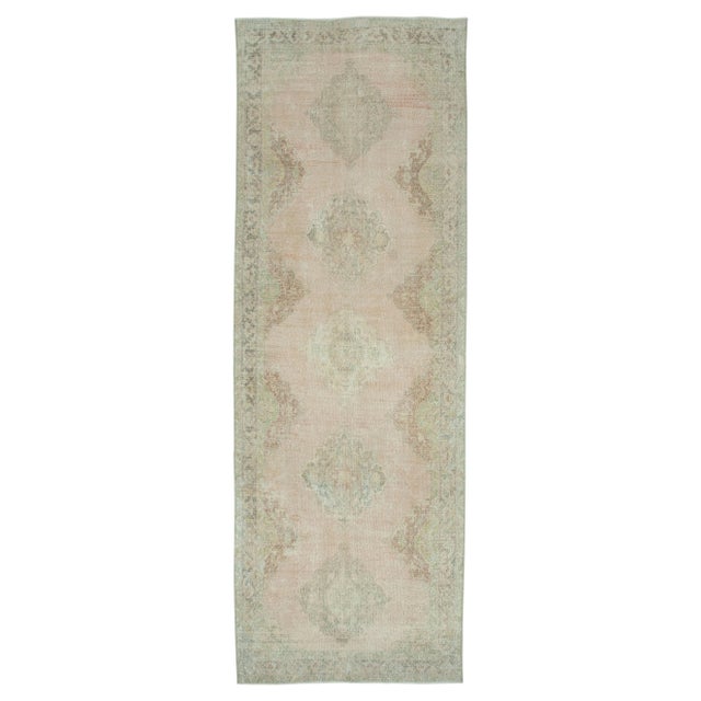 Textile Beige Turkish Traditional Handmade Vintage Runner Rug For Sale - Image 7 of 7