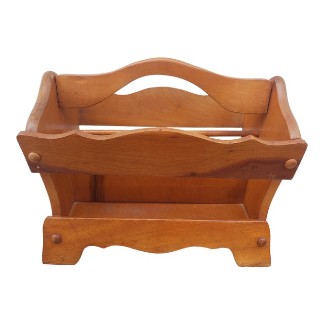 Vintage Maple Wood Magazines Rack For Sale