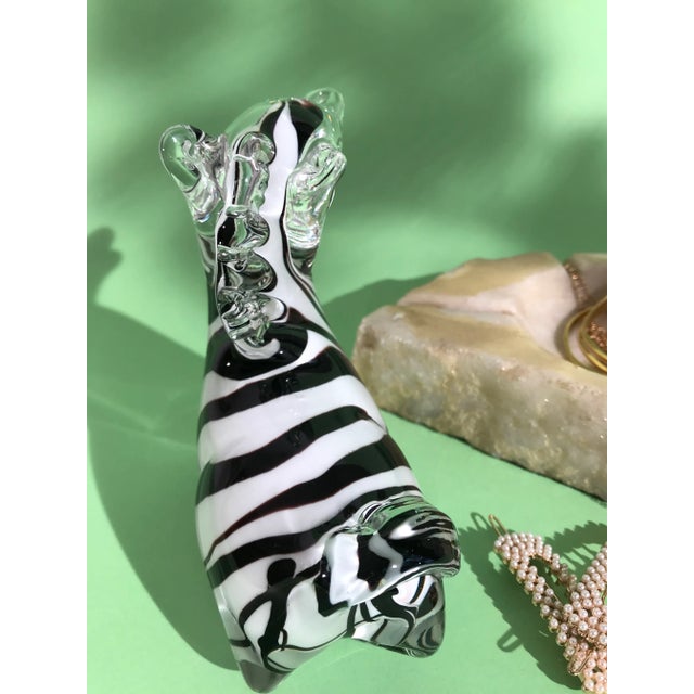 Late 20th Century Late 20th Century Art Glass Zebra Figurine, Murano Attributed For Sale - Image 5 of 9