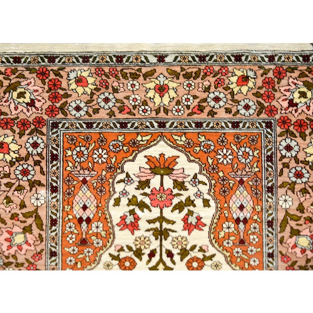Vintage Silk Turkish Hereke Rug For Sale - Image 4 of 11