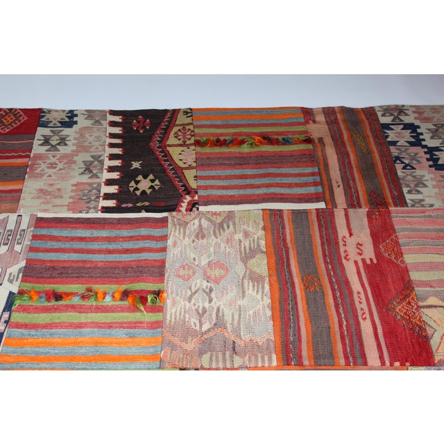 Mid 20th Century Mid 20th Century One of a Kind Turkish Kilim Patchwork Rug for Contemporary Interiors -5' 11'' X 8' For Sale - Image 5 of 10