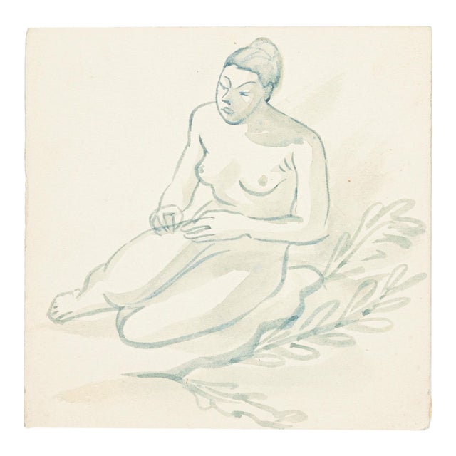 Nude - Watercolor on Paper by J.-R. Delpech - 1960s 1960s For Sale