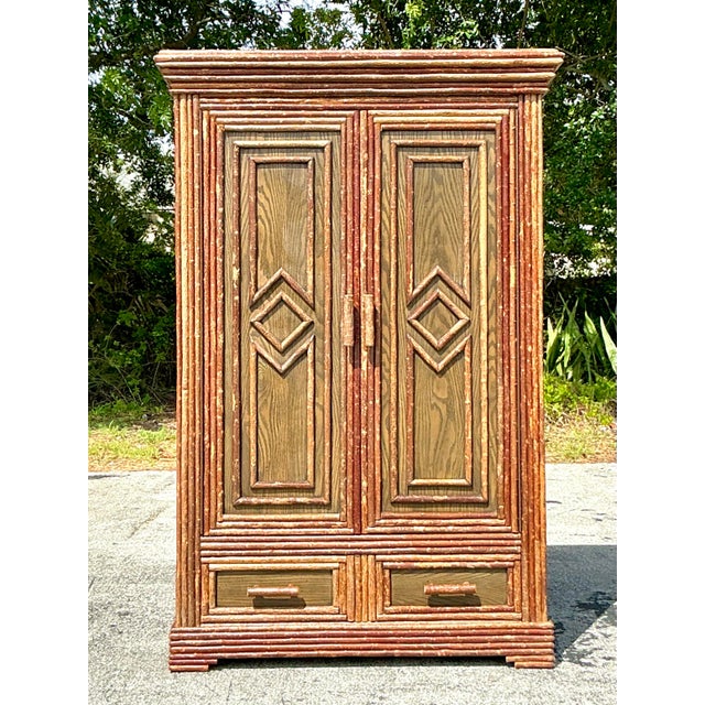 Vintage Boho La Lune Primitive Armoire For Sale In West Palm - Image 6 of 12