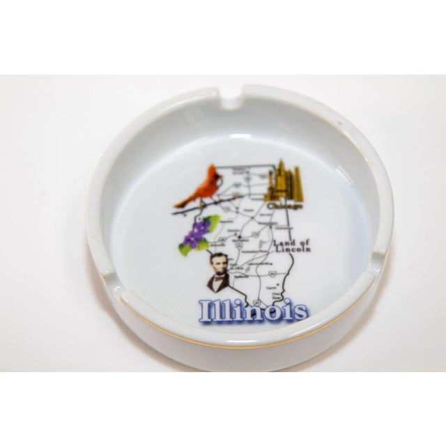 1980 Post Modern Ashtray Illinois Land of President Lincoln Round Ceramic Dish For Sale In Palm Springs - Image 6 of 6