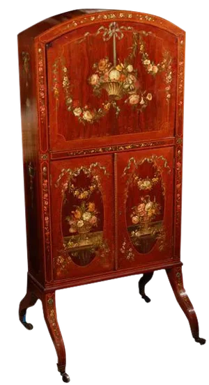 19th C. English Painted Satinwood Drop Front Writing Desk