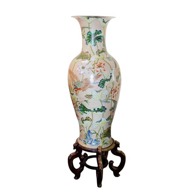Chinese Large Mid 20th Century Chinese Porcelain Floor Vase For Sale - Image 3 of 6