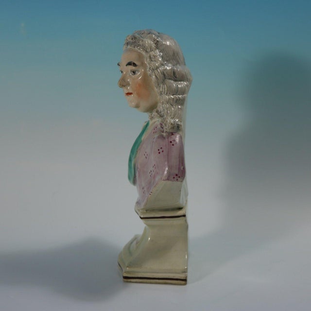 Traditional Staffordshire Pearlware Bust of the Composer Handel For Sale - Image 3 of 16