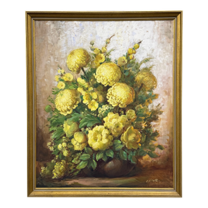 Mid 20th Century J.W.. Orth "Yellow Mums" Original Painting