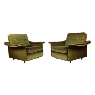 Vintage Velvet Armchairs, 1960s, Set of 2 For Sale