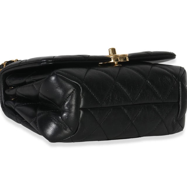 1950s Black Quilted Lambskin Small Colour Match Flap Bag For Sale - Image 5 of 9