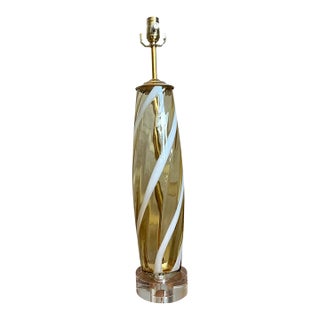 Vintage Murano Swirled Glass Table Lamp For Sale