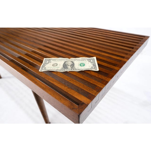 Mel Smilow Slatted Solid Walnut Mid-Century Modern Bench on Tapered Dowel Legs For Sale - Image 10 of 12