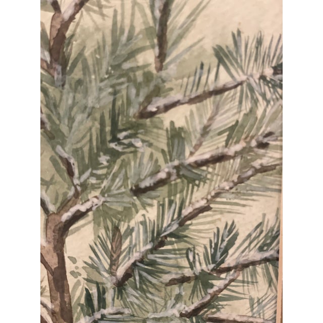 Late 20th Century Original Watercolor Painting of a Tree in a Blue Frame For Sale In Nashville - Image 6 of 9