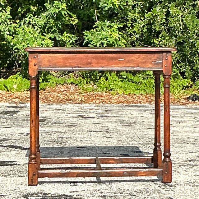 Vintage Boho Theodore Alexander “Castle Bromwitch” Reclaimed Wood Side Table For Sale - Image 10 of 12