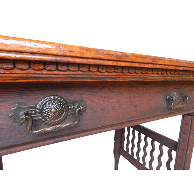 Brown Mid 19th Century English Oak Arts & Crafts Table For Sale - Image 8 of 12