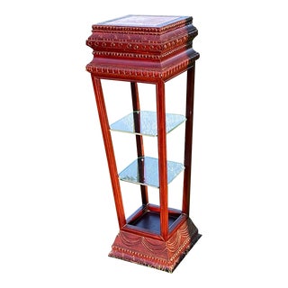 1930s Parlor Plant Stand With Rose Marble Top For Sale