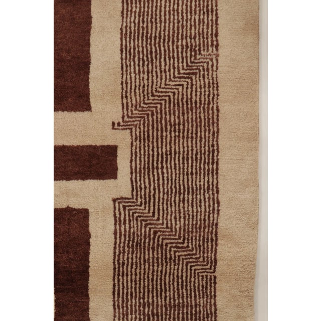 Contemporary Art Deco Style Wool Rug in Chocolate Brown by Rug & Kilim, India For Sale In New York - Image 6 of 10