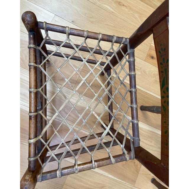 Brown Antique 19th Century Folk Art Woven Rawhide Chairs – Set of 9 For Sale - Image 8 of 12