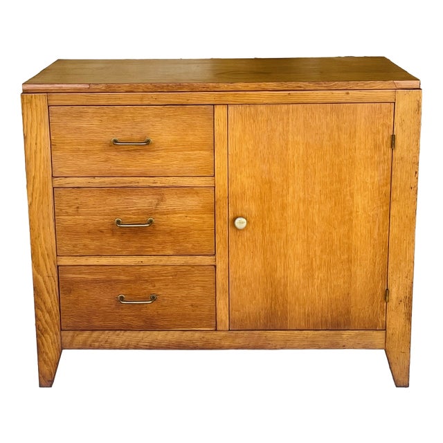 Vintage Oak Buffet with Drawers, 1950s For Sale