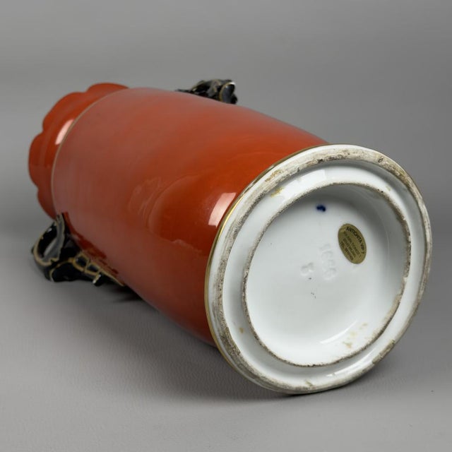 Antique Royal Vienna Ceramic Amphora Vase with Orange and Pure Gold Classic Scene, 1900s For Sale - Image 7 of 14