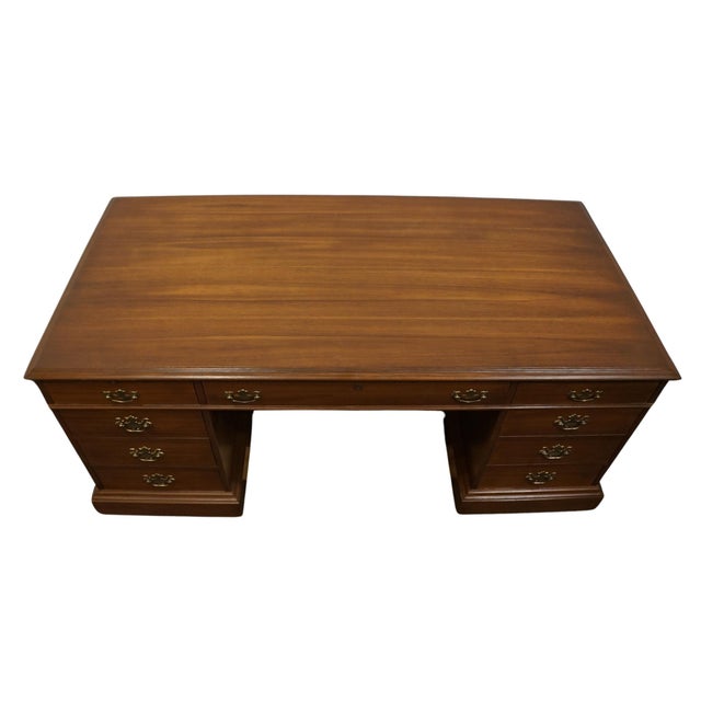 Late 20th Century Rway Furniture of Sheboygan, Wi Solid Mahogany Traditional Style 73" Executive Office Desk For Sale - Image 12 of 12
